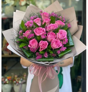 13 Pembe Güllü Buket